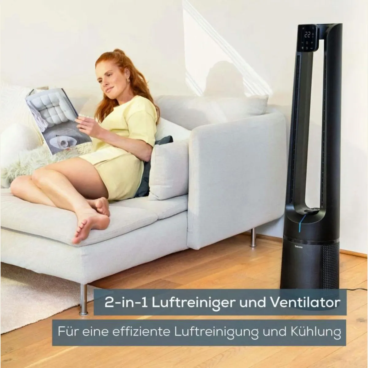 BEURER LV 500 Ventilatorkombigerät, 2-in-1 Luftreiniger & Ventilator — kraftvoller Luftstrom, 3-Schicht Filtersystem, 5 Programme 2