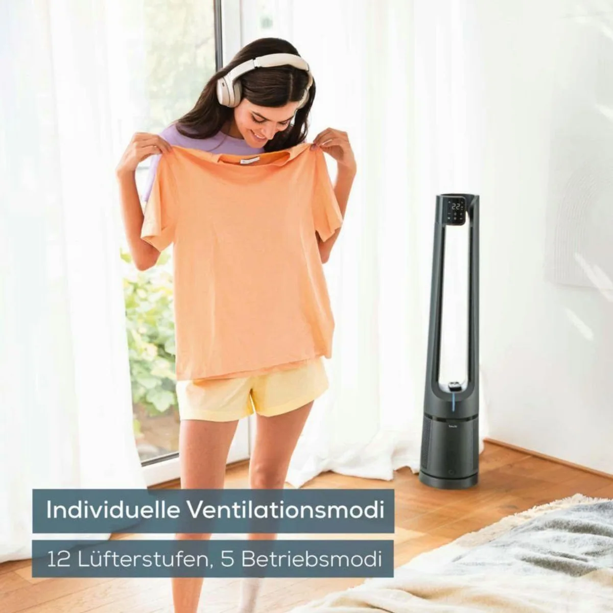 BEURER LV 500 Ventilatorkombigerät, 2-in-1 Luftreiniger & Ventilator — kraftvoller Luftstrom, 3-Schicht Filtersystem, 5 Programme 5