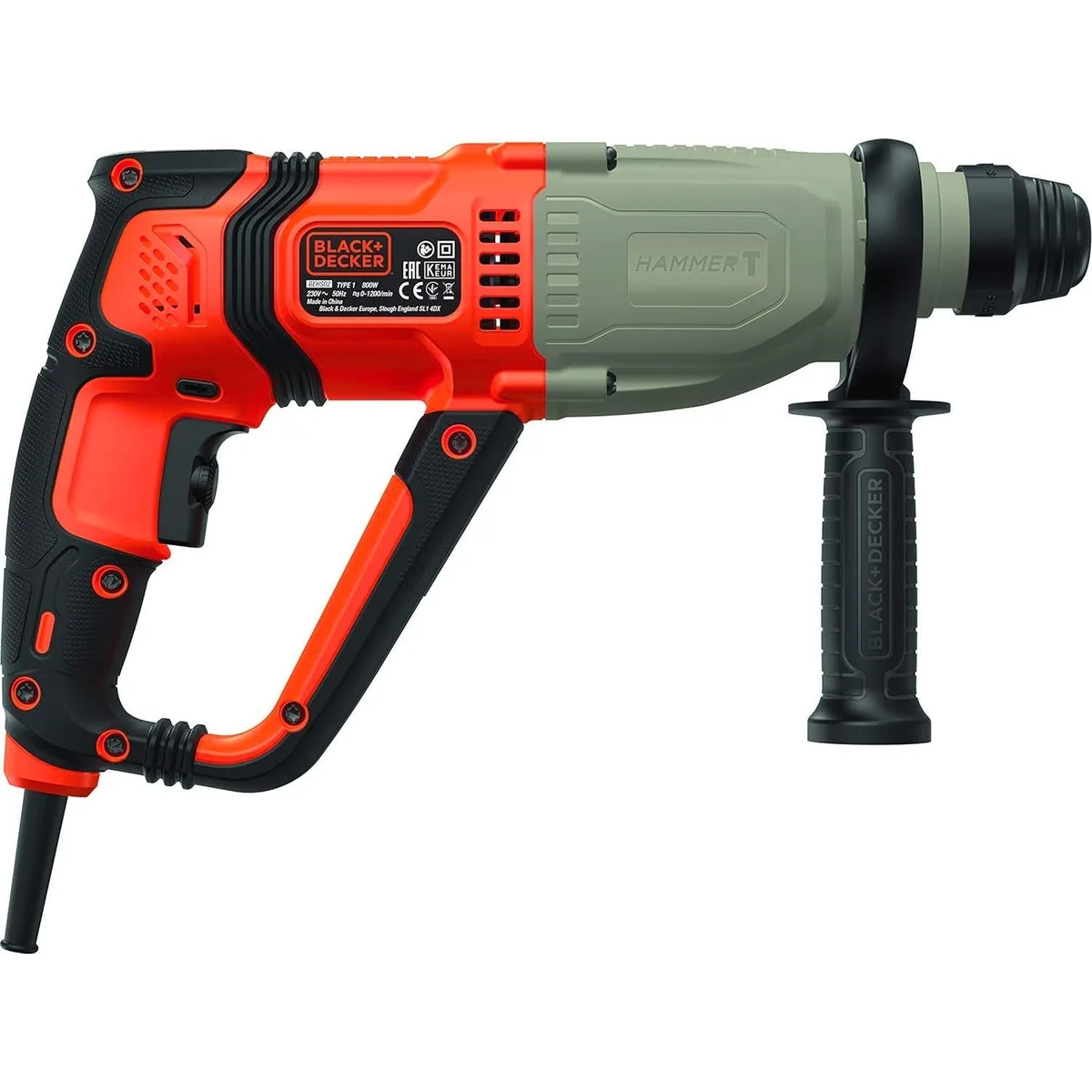 Black + Decker Kombihammer SDS-plus, 800 Watt, 2,2 Joule Schlagenergie, 3 Funktionsmodi 3