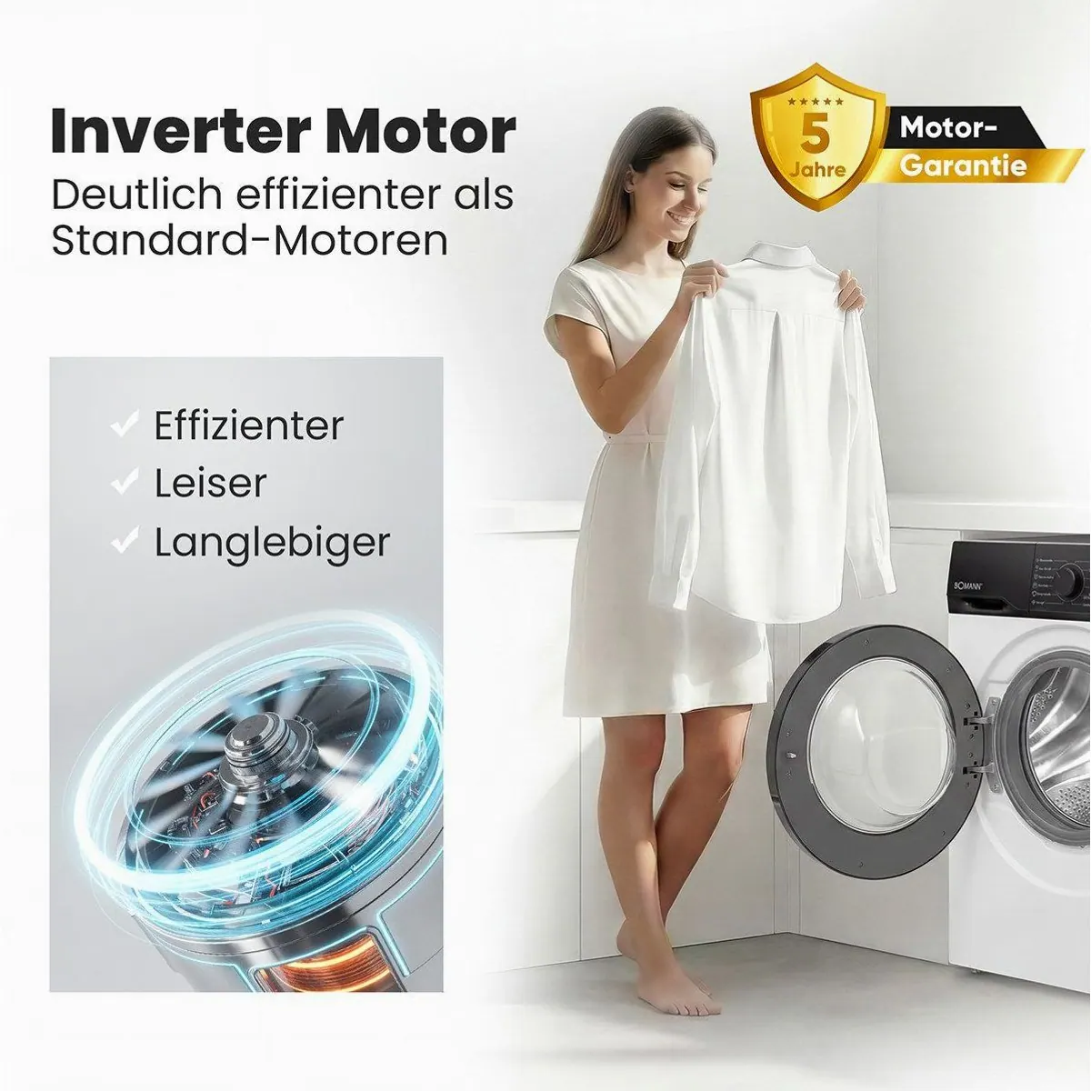 BOMANN WA 7162 Waschmaschine, 6 kg, 1000 U/min, Inverter-Motor, 5 Jahre Garantie 4