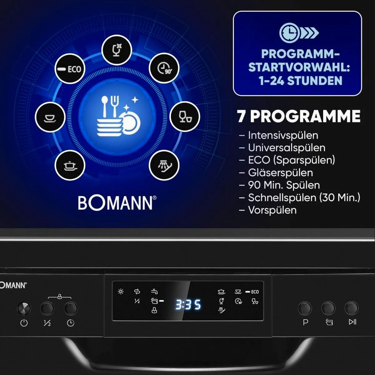 BOMANN GSP 7418 Standgeschirrspüler, 45cm, 10 Maßgedecke, 7 Programme 4