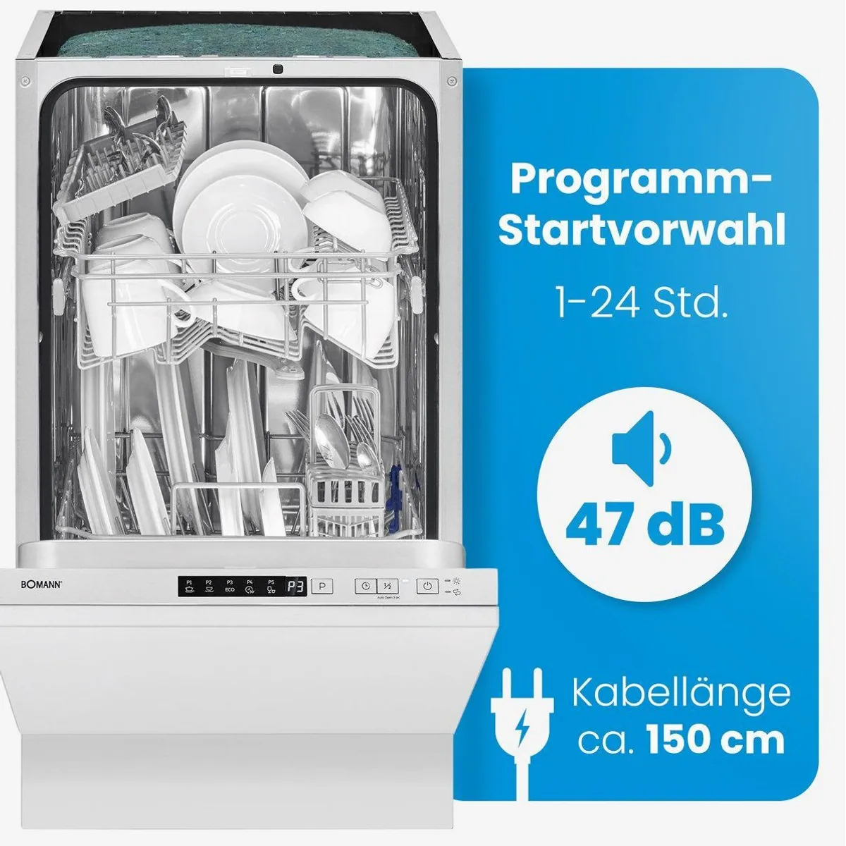 BOMANN GSPE 7420, vollintegrierbar, 10 Maßgedecke, 5 Programme 4
