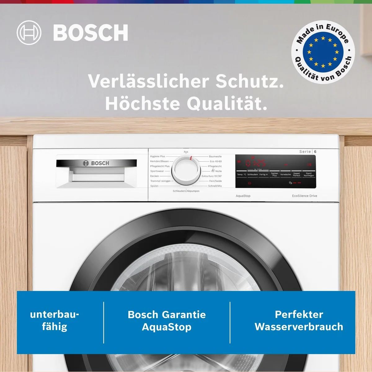 BOSCH WUU28T48 Waschmaschine, 8 kg, 1400 U/min, energieeffizient, leise, unterbaufähig 2