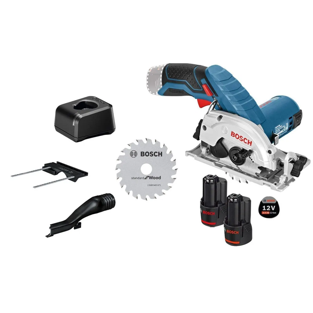 BOSCH GKS 12V-26 Akku-Handkreissäge, 12 V, Ø 85 mm, inkl. 2x 3,0 Ah Akku und Ladegerät