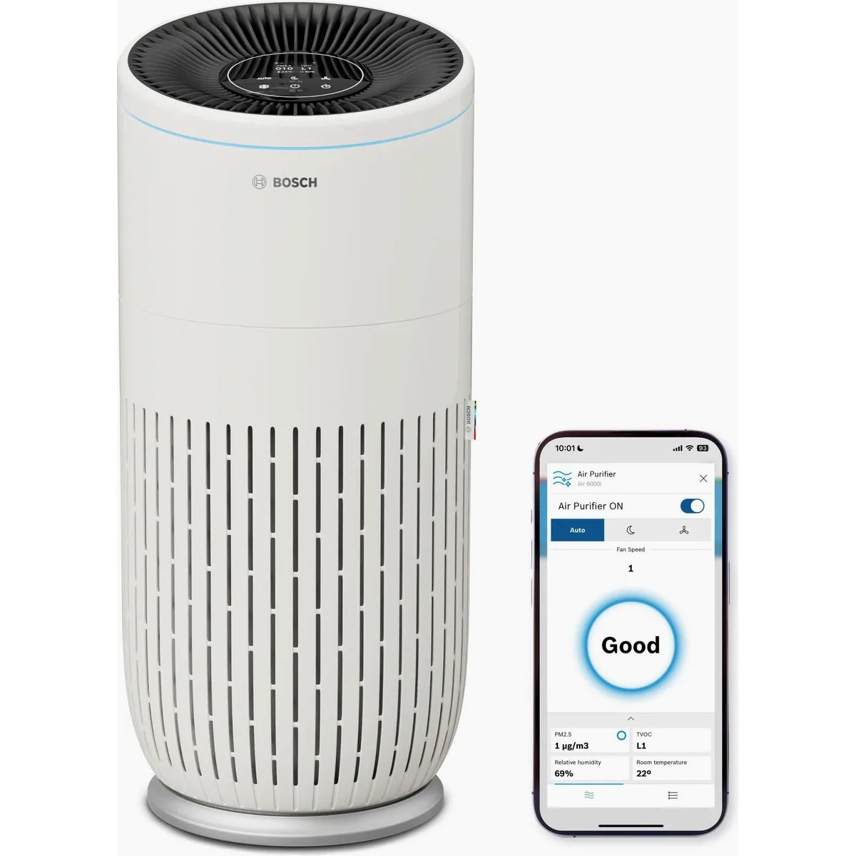 BOSCH Air 6000i Luftreiniger, leistungsstark mit App-Steuerung für Räume bis 125 m²