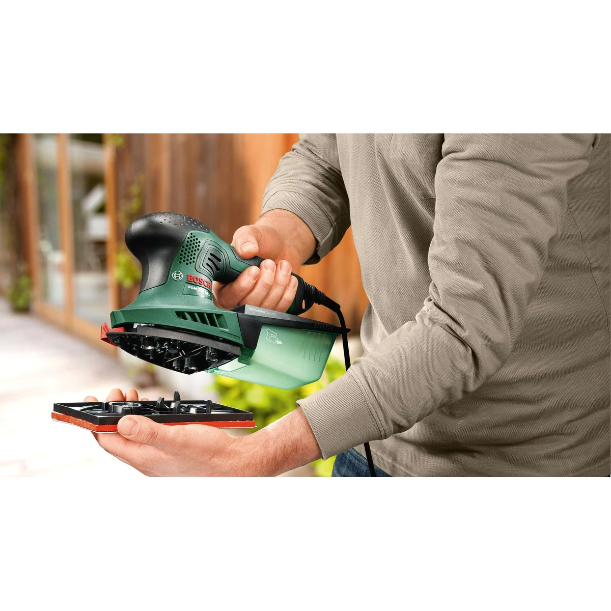 Bosch Home & Garden PSM 200 AES Multischleifer, hohe Leistung und Flexibilität — 26000 U/min, SDS-System 4