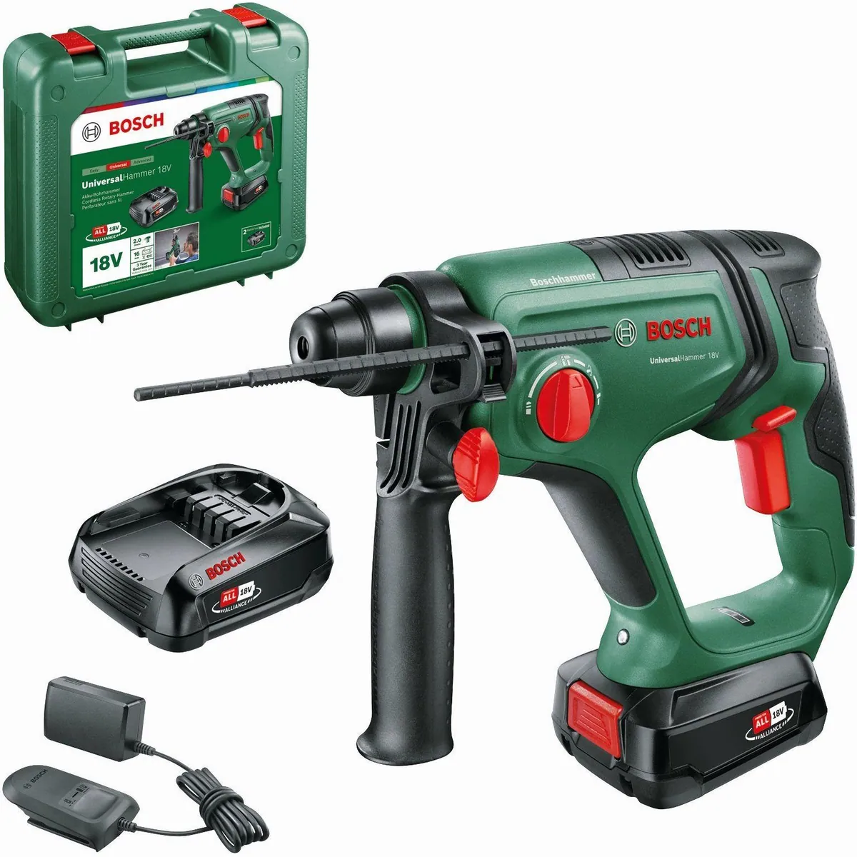 Bosch Home & Garden UniversalHammer Akku-Bohrhammer, 18V/2,5Ah, kompakt und leistungsstark