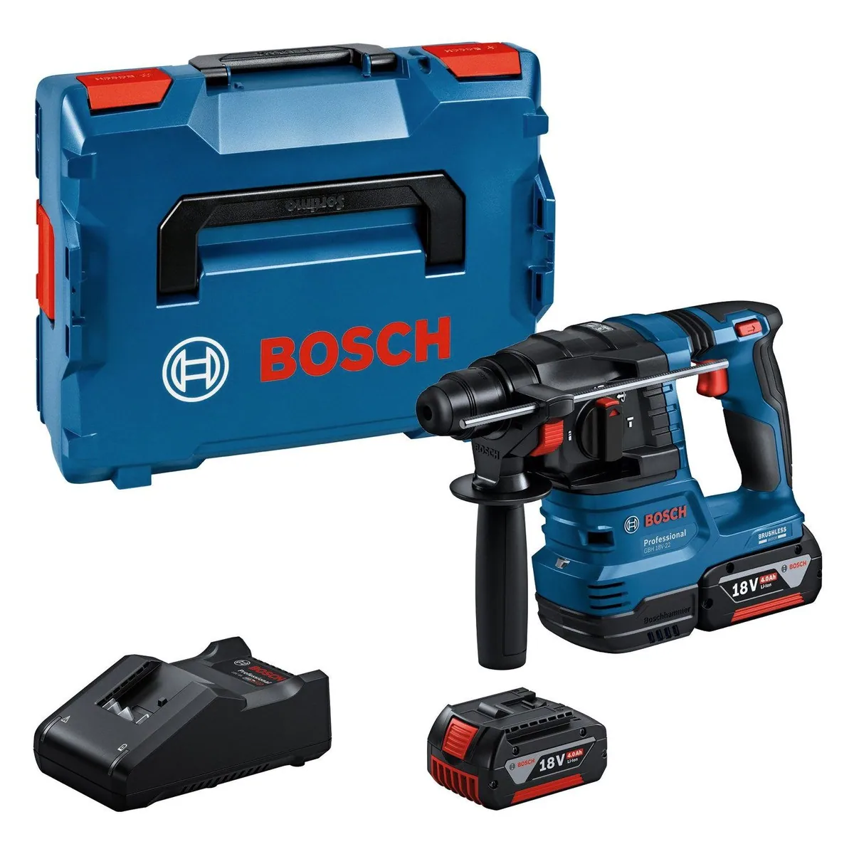 Bosch Professional GBH 18V-22 Akku-Bohrhammer, ergonomisch, inkl. 2x Akku 4,0 Ah