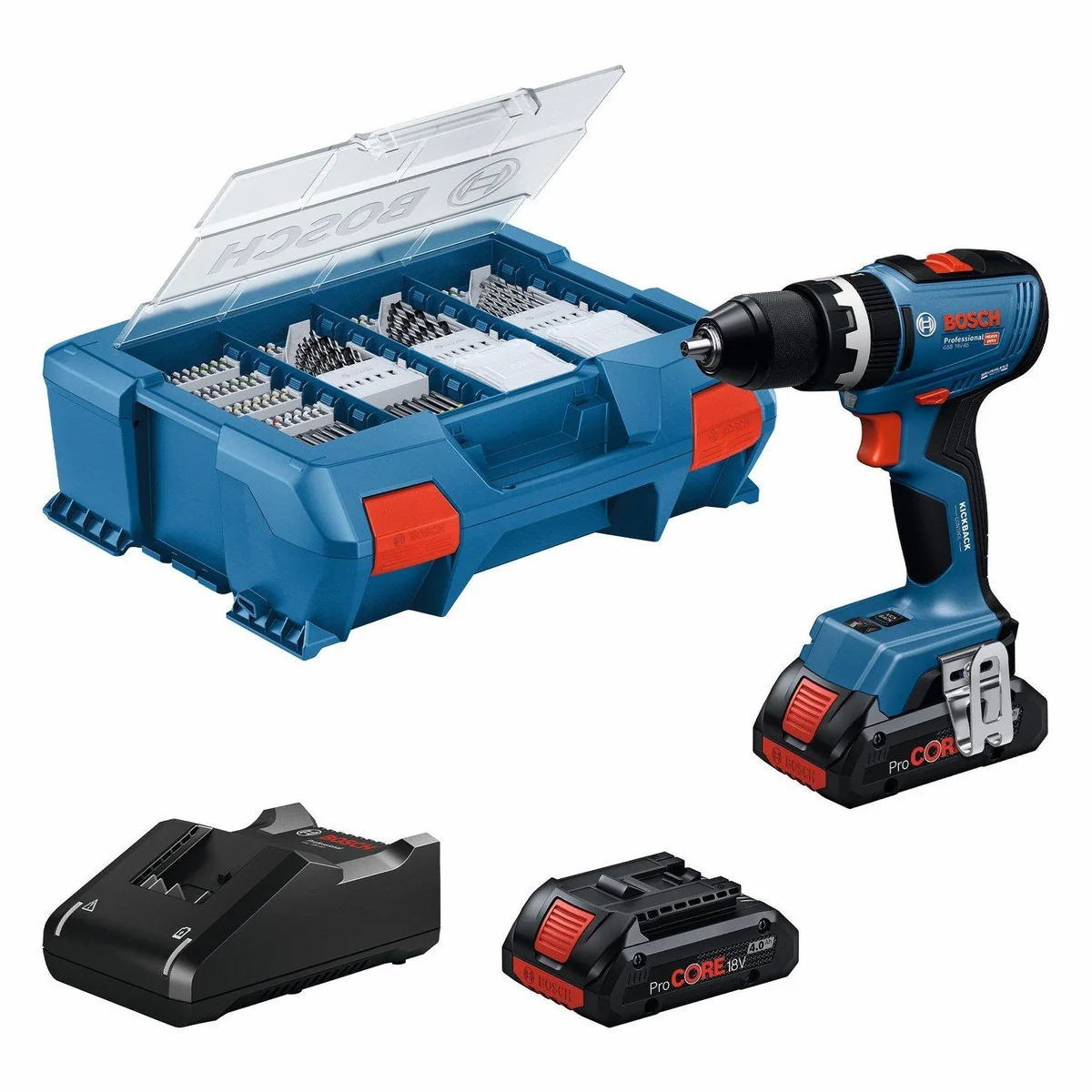 Bosch Professional GSB 18V-65 Akku-Schlagbohrschrauber, hohe Leistung, kompakte Bauweise, inklusive 2 Akkus