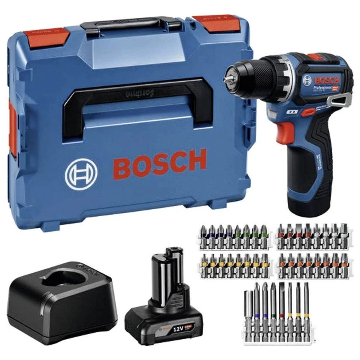 Bosch Professional Akku-Bohrschrauber GSR 12V-32, kompakt und leicht, inkl. 2 Akkus und Zubehörset 4