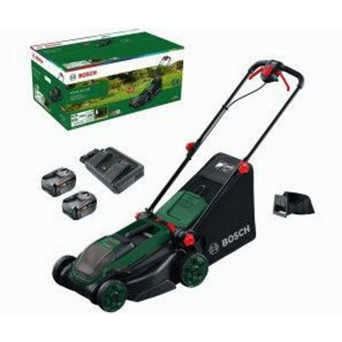 Bosch ROTAK18V2-38 Akku-Rasenmäher, 2x 18V 4.0Ah Akku, leistungsstark und effizient
