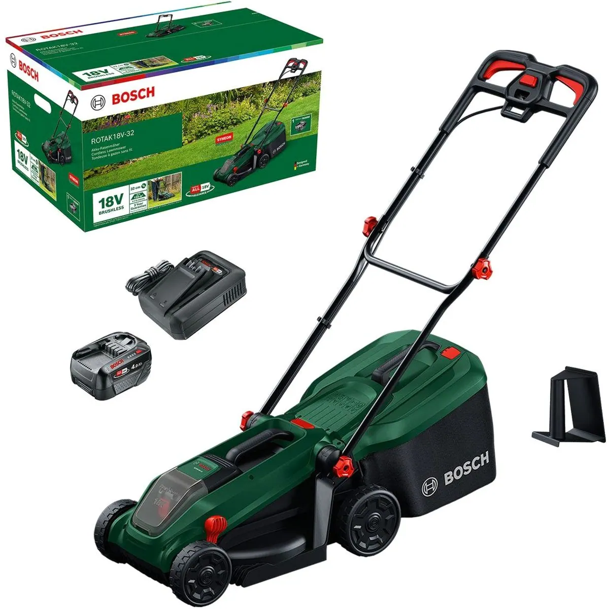 Bosch Home & Garden ROTAK18V-32 Akkurasenmäher, 3-in-1-Funktion, 32 cm Schnittbreite