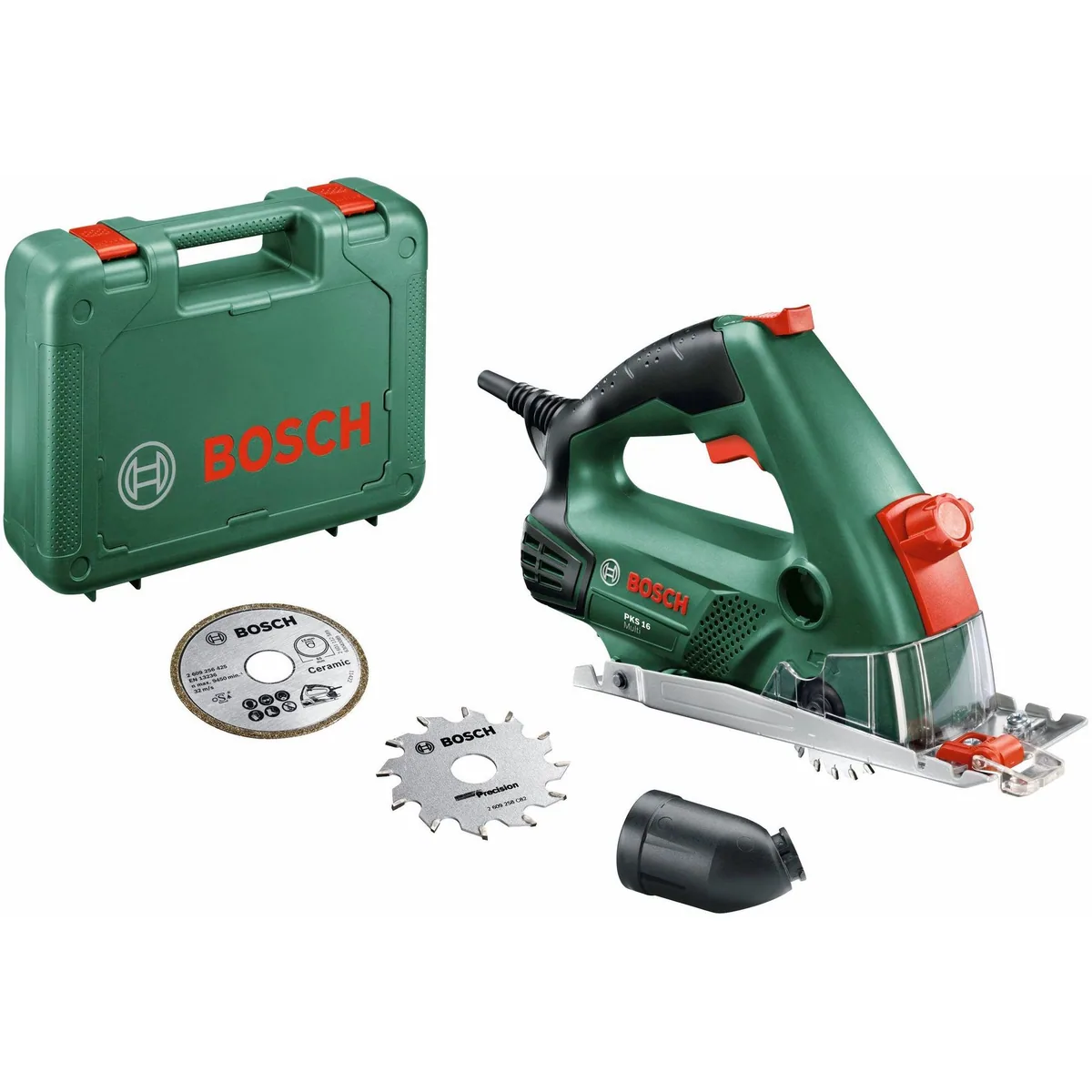 Bosch Home & Garden PKS 16 Multi Handkreissäge, inkl. Sägeblätter und Koffer — vielseitig, präzise, leistungsstark
