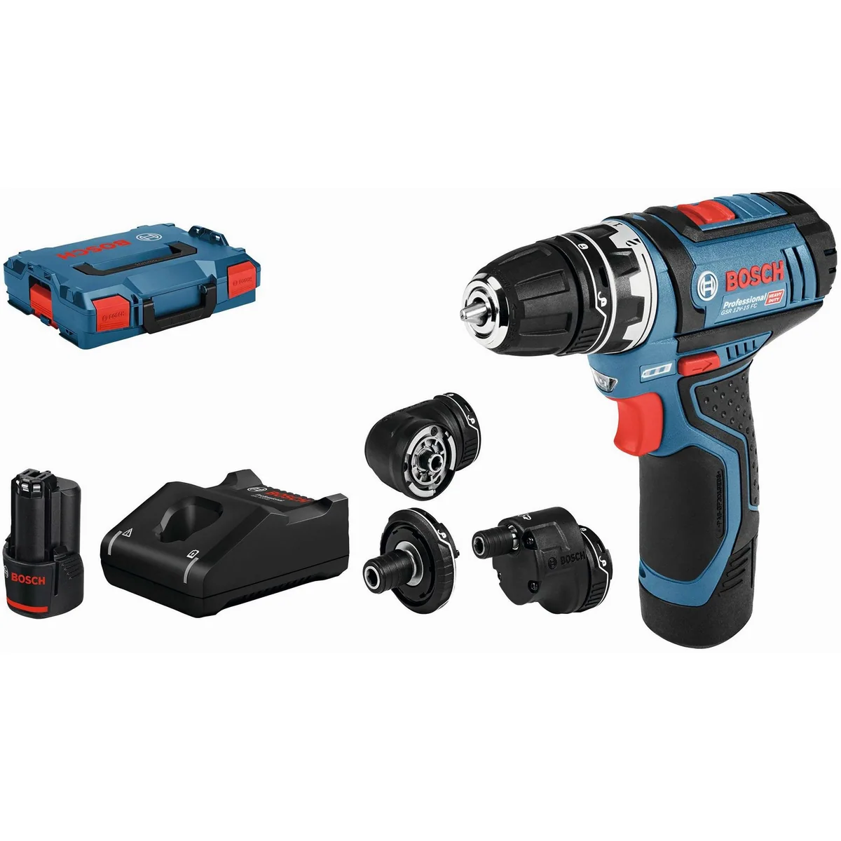 Bosch Professional GSR 12V-15 Akku-Bohrschrauber, 1300 U/min, inkl. 2 Akkus und Zubehör
