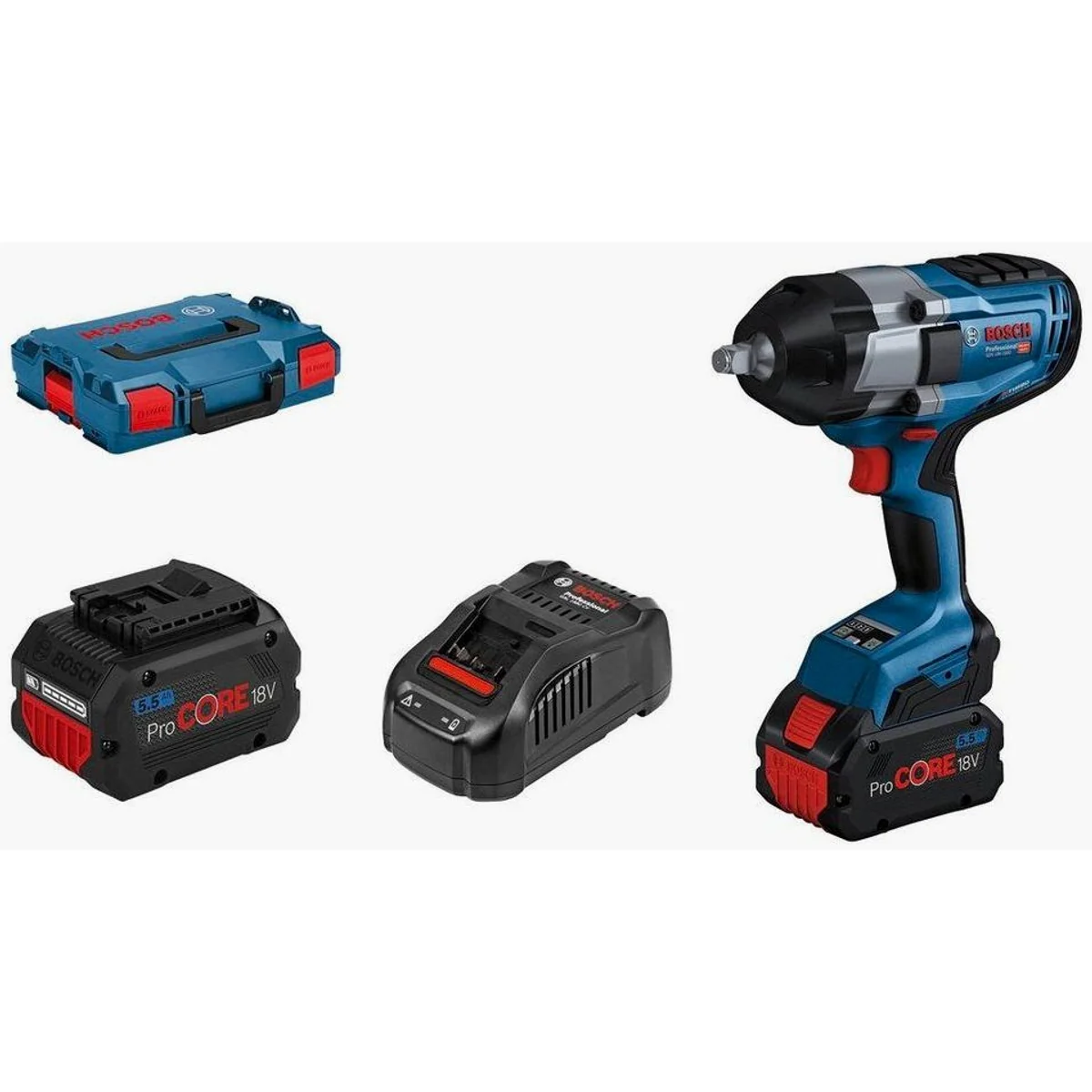 Bosch Professional GDS 18V-1000, 1000 Nm, 1750 U/min, Set mit L-BOXX und 2 Akkus