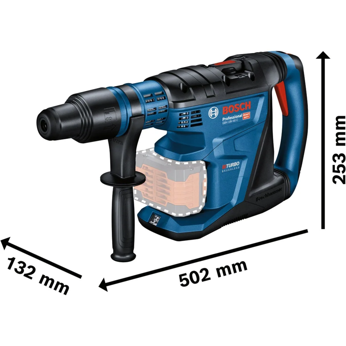 Bosch Professional BITURBO GBH 18V-40 C, kabelloser Akku-Bohrhammer mit 9 Joule Leistung 2