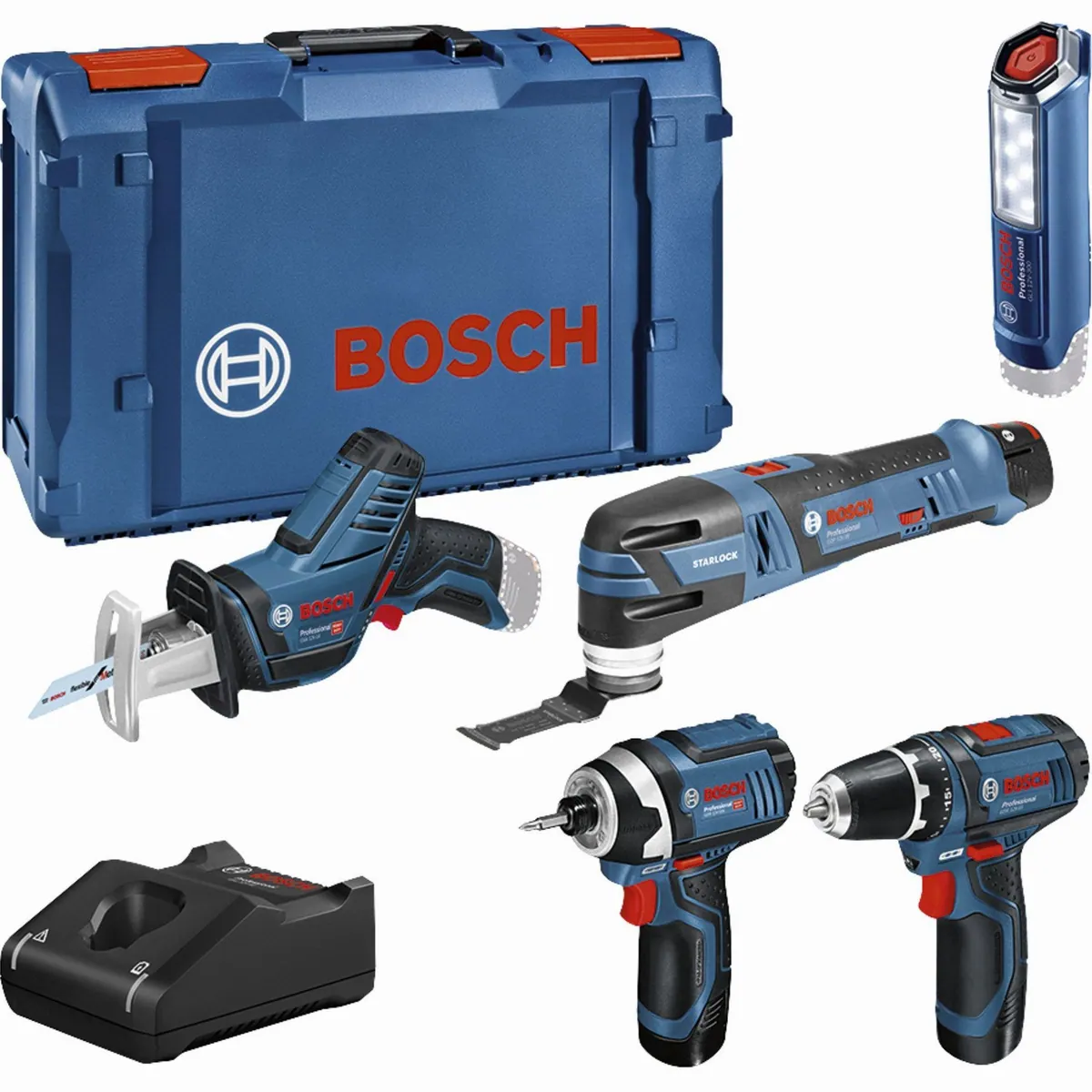 Bosch Professional Elektrowerkzeug-Set 12V, 5-teiliges Set mit ergonomischem Design