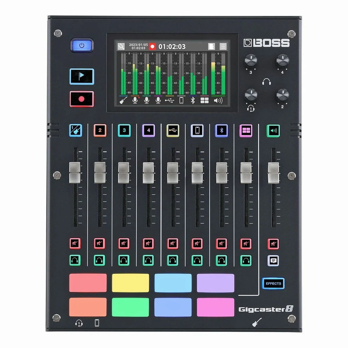 Boss Gigcaster 8 Mischpult, All-in-One USB-Interface, 8-Kanal-Audiomixer