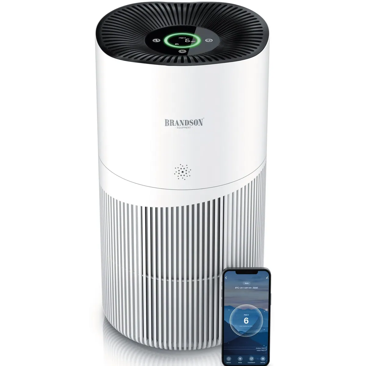 Brandson Luftreiniger, 4 Filterstufen, CADR 402 m³/h — für Allergiker, Smart Home kompatibel, leise