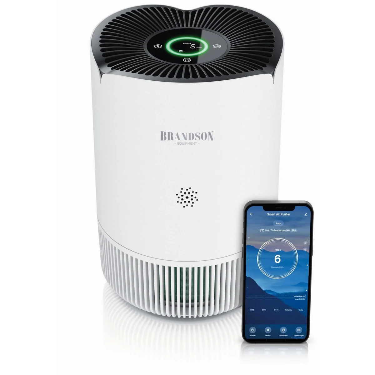 Brandson Luftreiniger, 4 Filterstufen HEPA Aktivkohle, Smart Home-fähig für 45 m²
