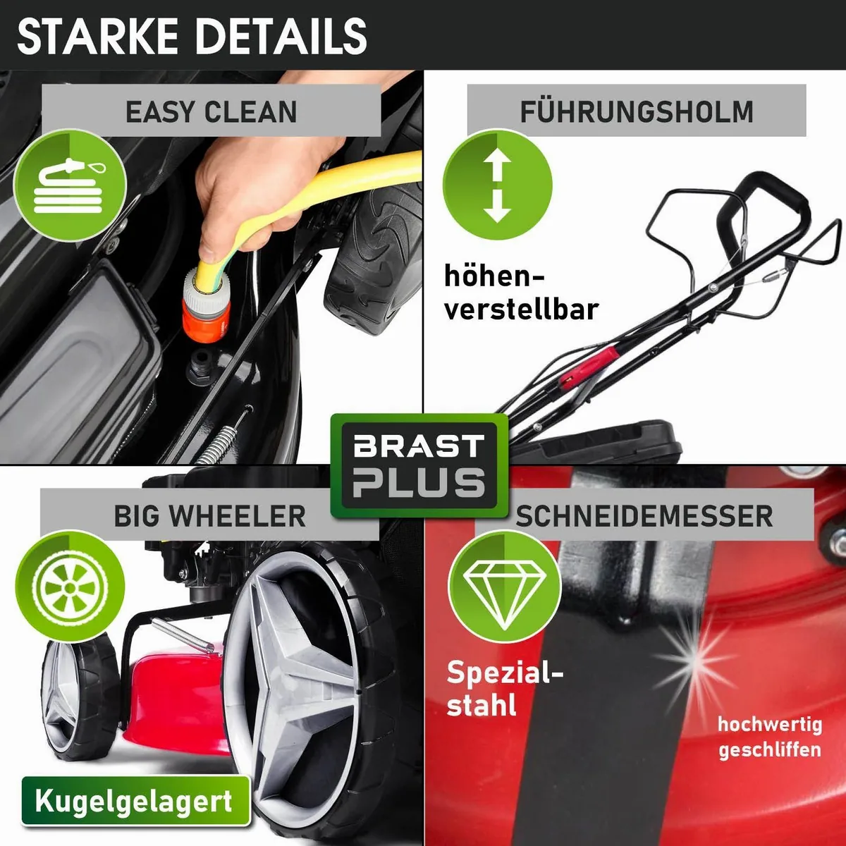 BRAST Benzinrasenmäher Red Line, 4-Takt Motor, 46 cm Schnittbreite, TÜV geprüft 2