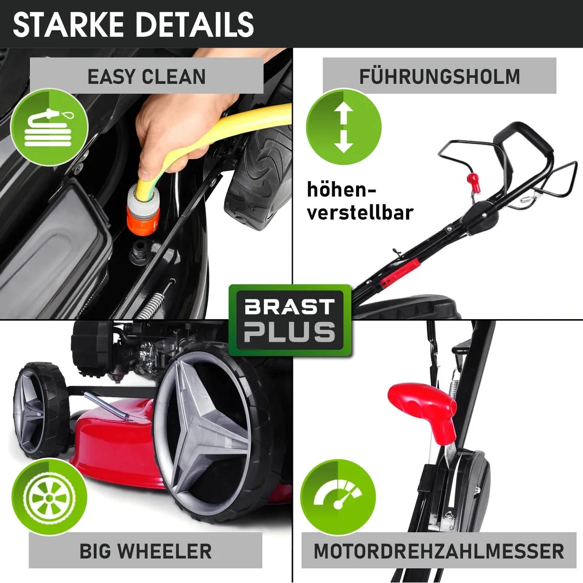 BRAST Benzinrasenmäher 7PS RED LINE, robustes Stahlgehäuse, 51 cm Schnittbreite, TÜV geprüft 3