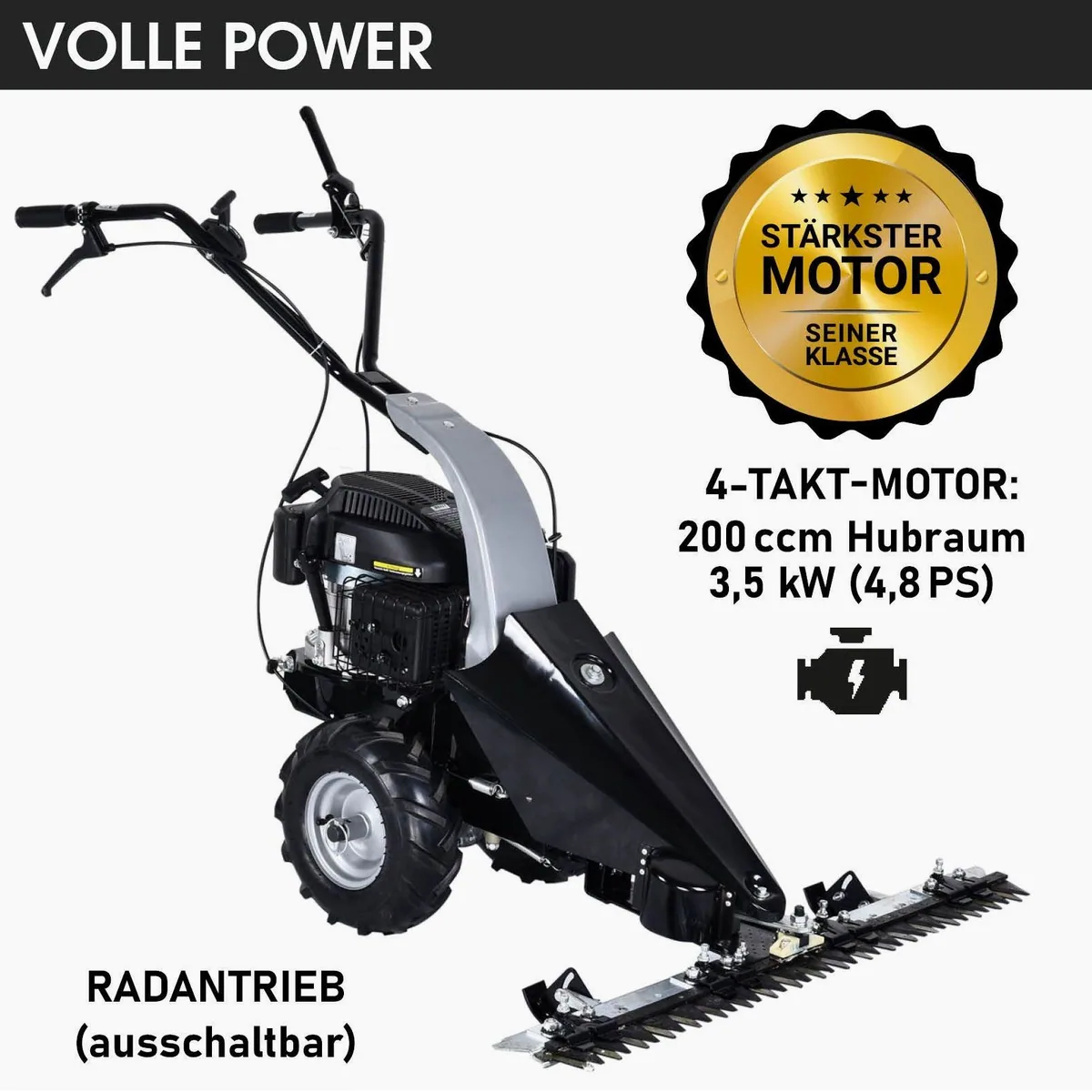 BRAST Balkenmäher 38200, kraftvoller 4-Takt Motor, 97 cm Schnittbreite, Luftbereifung 3