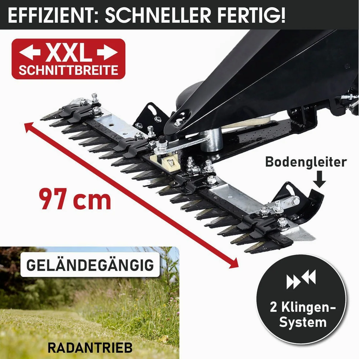 BRAST Balkenmäher 38200, kraftvoller 4-Takt Motor, 97 cm Schnittbreite, Luftbereifung 4