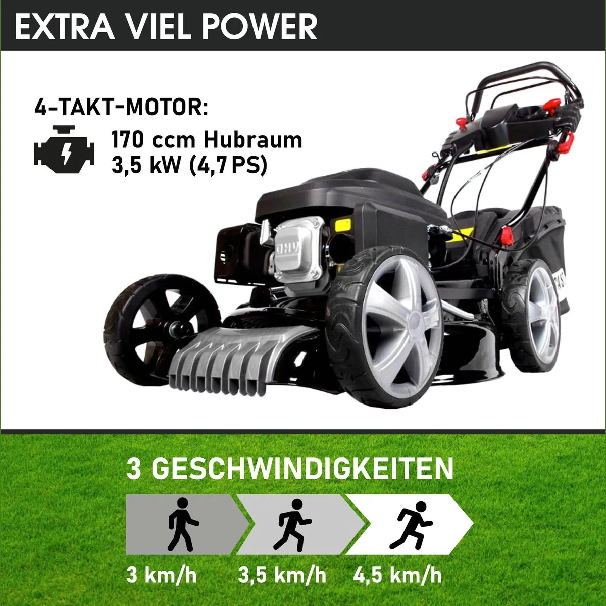 BRAST Benzinrasenmäher 18170 E-START SPEED, 3,5kW Motor, Elektrostarter, 46cm Schnittbreite 2