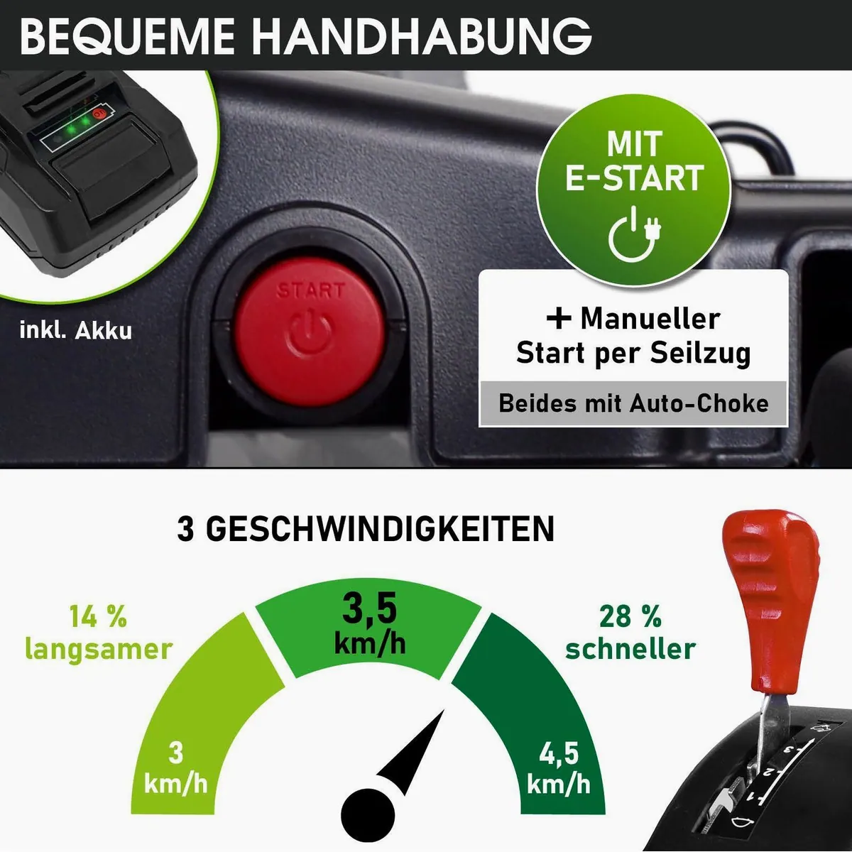 BRAST Benzinrasenmäher 22224, 5,2kW Leistung, 55 cm Schnittbreite, Elektrostarter 4