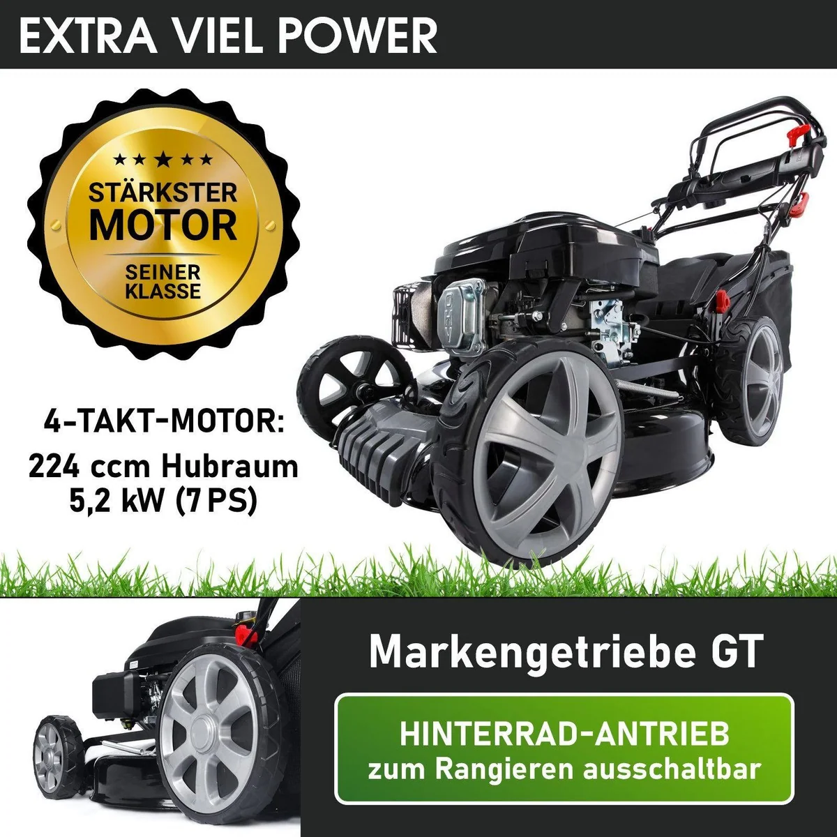 BRAST Benzinrasenmäher 19224, 5,2kW Motor, 48 cm Schnittbreite, TÜV geprüft 3