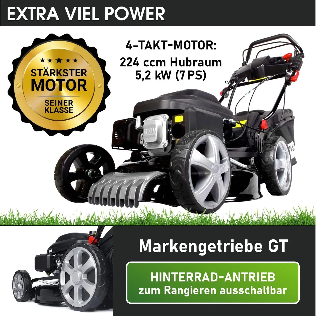 BRAST Benzinrasenmäher 19224 E-Start, 5,2kW, 4in1 Funktion, TÜV geprüft 3