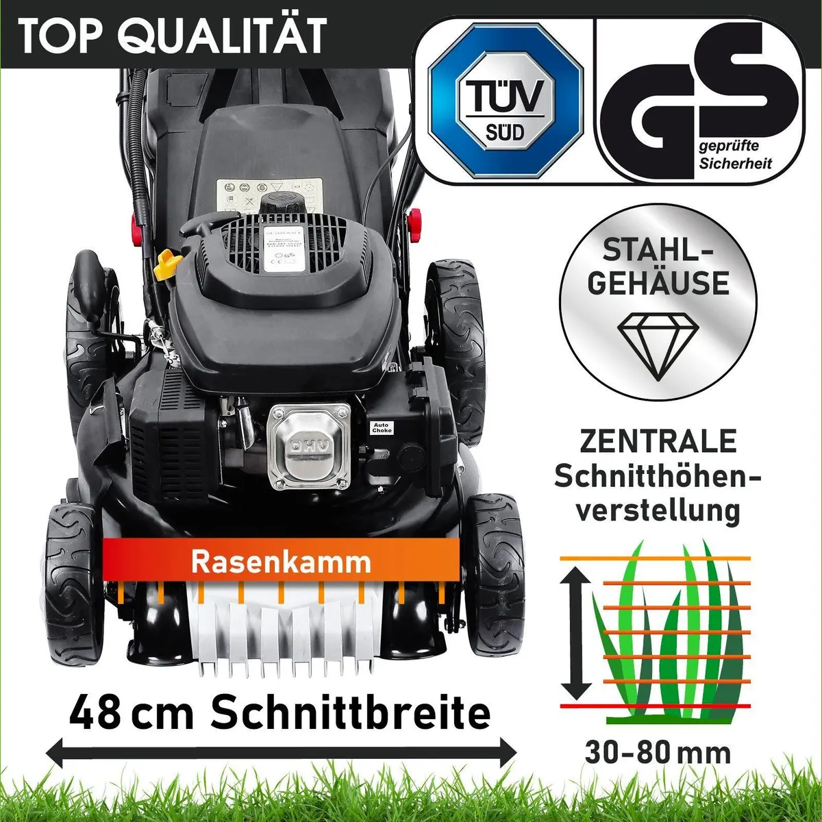 BRAST Benzinrasenmäher 19224 E-Start, 5,2kW, 4in1 Funktion, TÜV geprüft 5