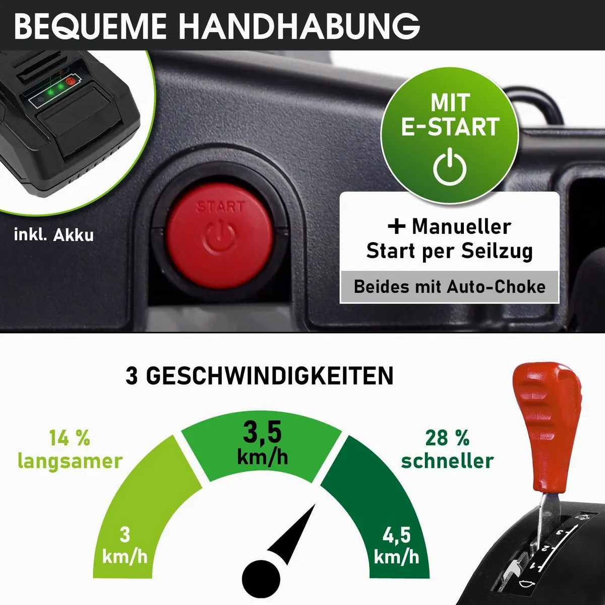 BRAST 19224 E-Start Benzinrasenmäher, 5,2kW, 48cm Schnittbreite, 4in1 Funktion 3