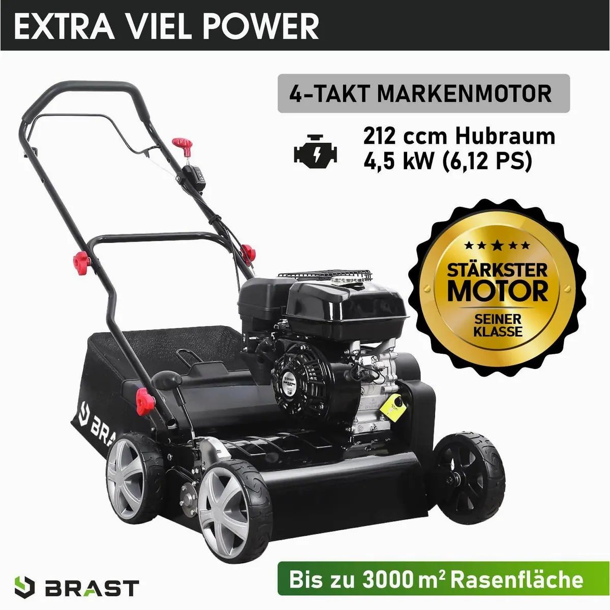 BRAST Benzin-Vertikutierer 4,5kW, 45 cm Arbeitsbreite, 2in1-Funktion, TÜV geprüft 3
