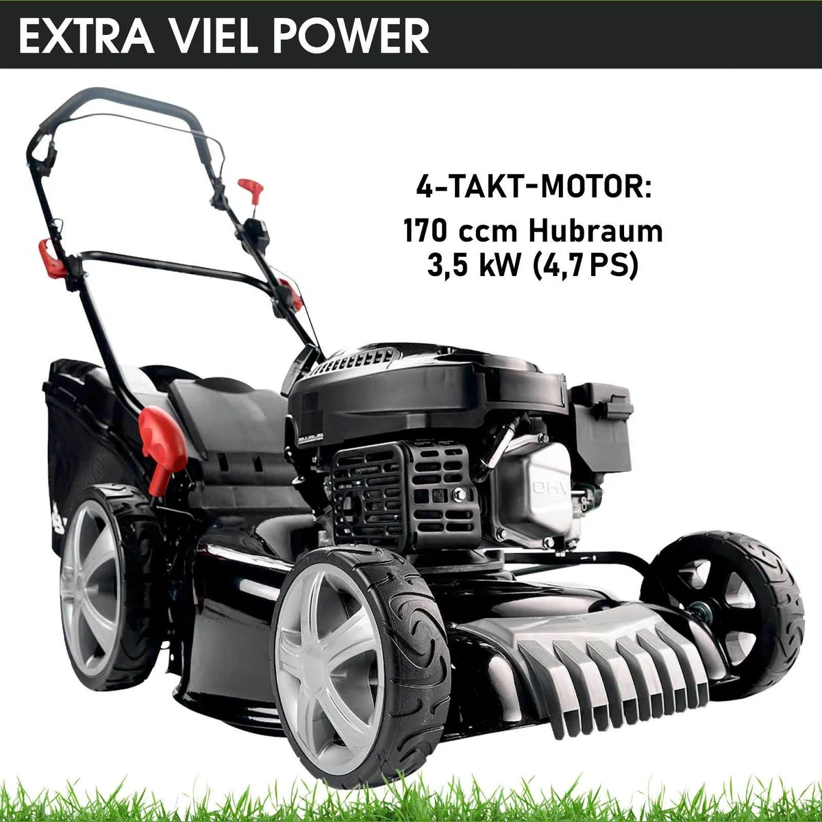 BRAST Benzinrasenmäher 3,5 kW, TÜV geprüft, 46 cm Schnittbreite, 3in1-Funktion 2