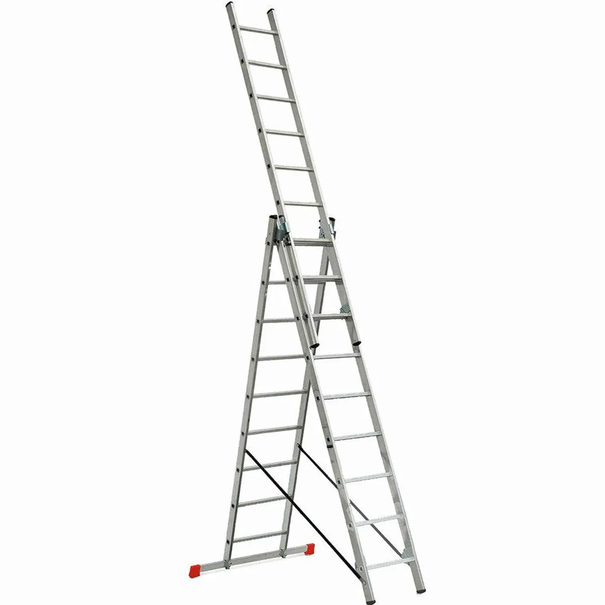 BRB-Lagertechnik Vielzweckleiter Aluminium, 3x 9 Sprossen, hohe Tragkraft und Flexibilität