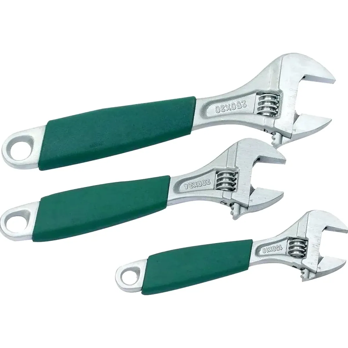 Brüder Mannesmann Rollgabelschlüssel-Satz, 3-teilig, 6-8-10 Zoll — gehärtete Backen, ergonomischer Griff, präzise Rollenführung