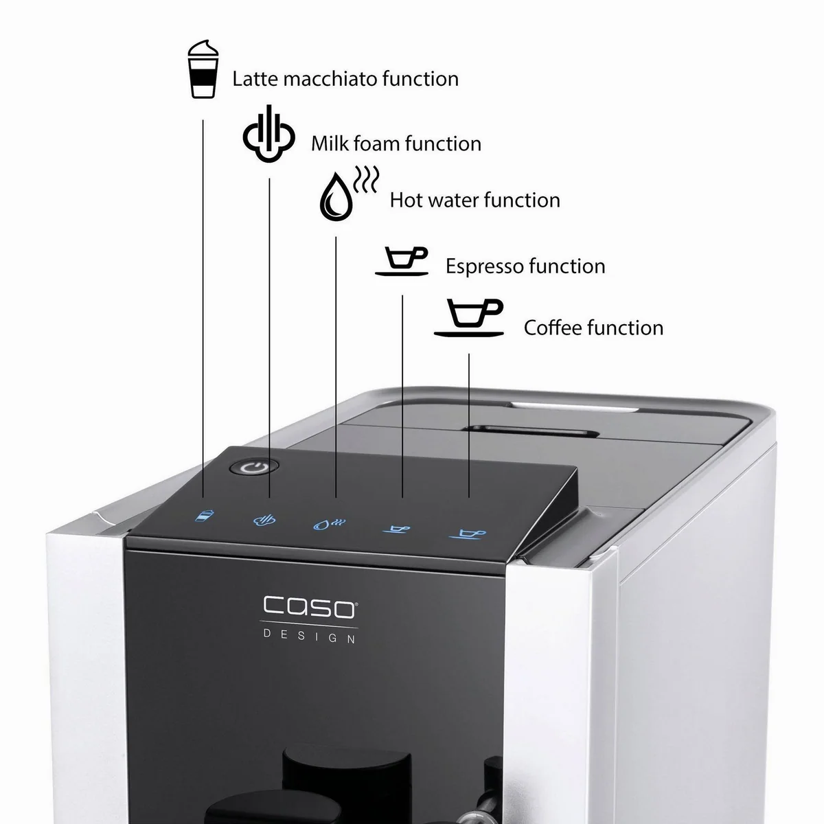 Caso Kaffeevollautomat Café Crema One, platzsparendes Design, Edelstahl-Kegelmahlwerk 2