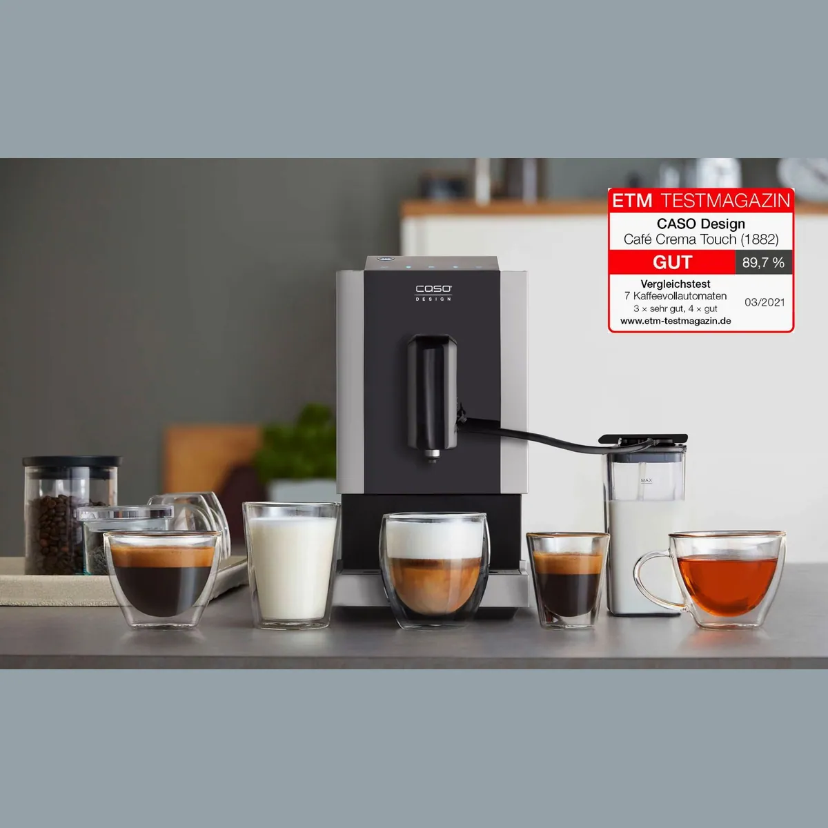Caso Kaffeevollautomat Café Crema Touch, herausnehmbare Brüheinheit, energieeffizient