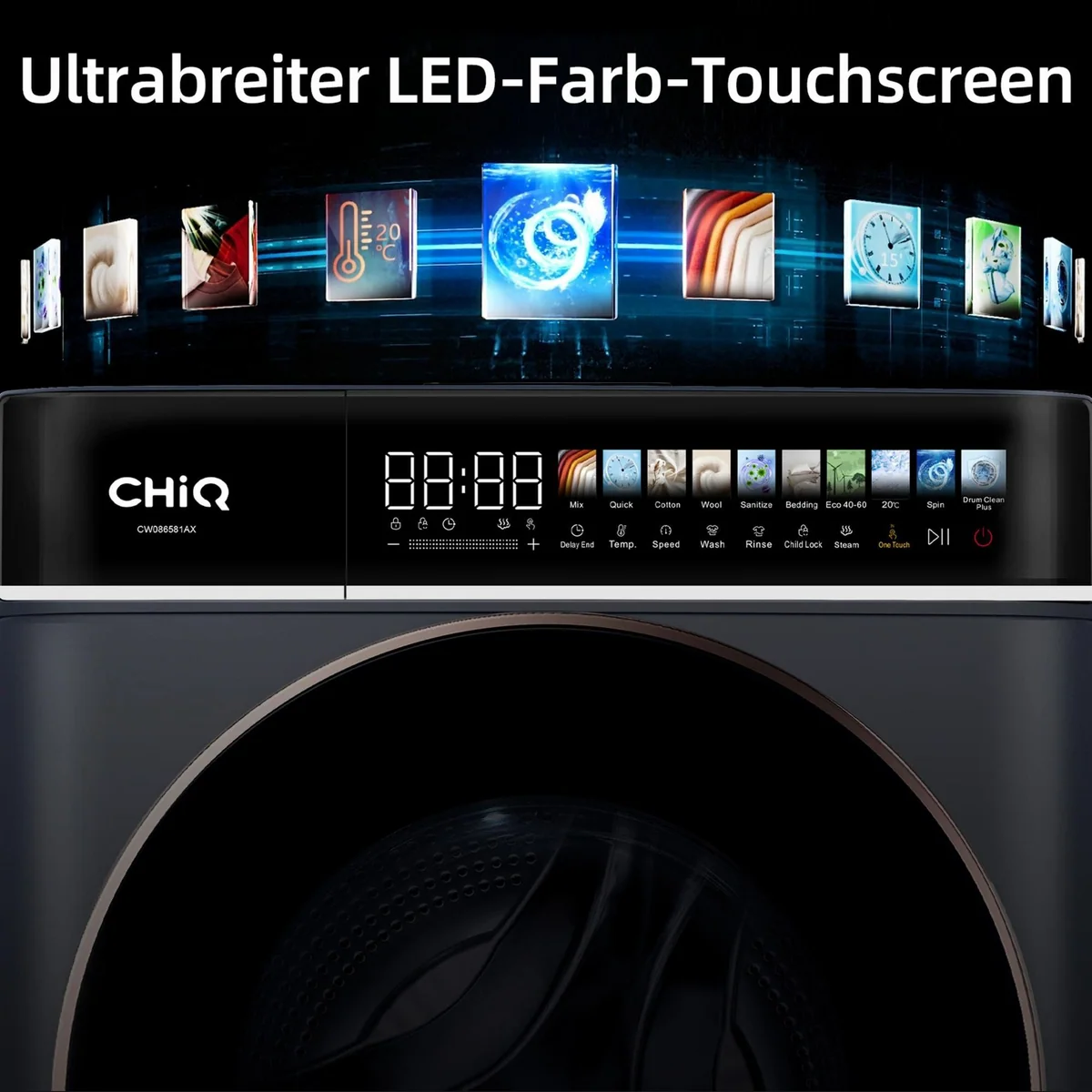 CHiQ CW086581AX Waschmaschine, 8 kg, 1400 U/min, Energieeffizienz A-15% 3