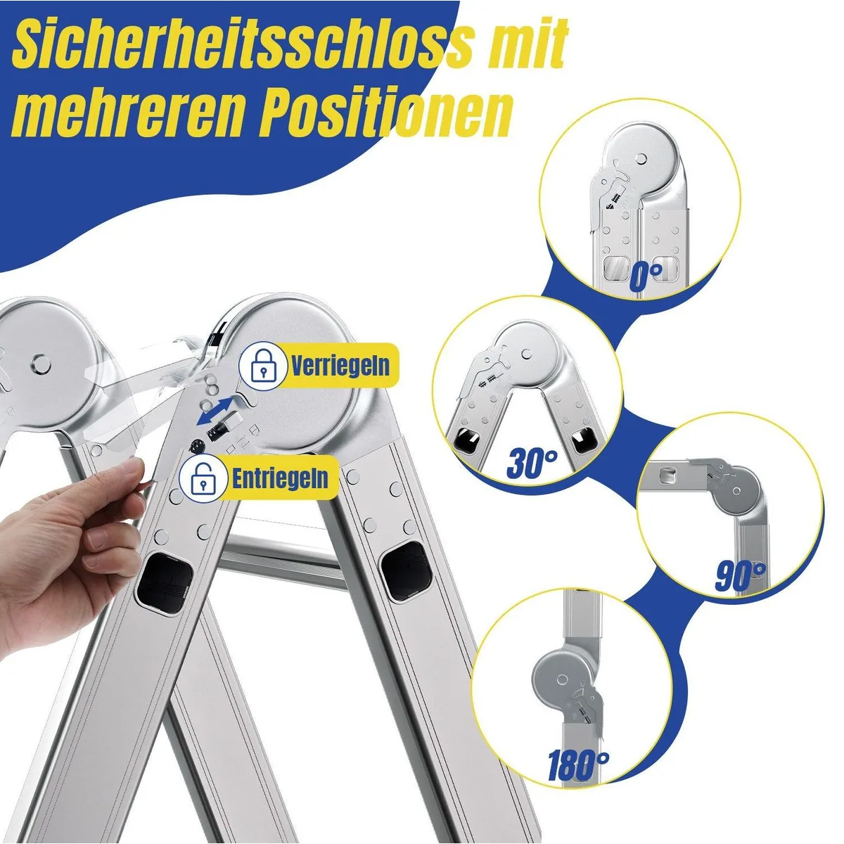 Clanmacy Multifunktionsleiter 6 in 1, Aluminium, Leicht und Sicher 2