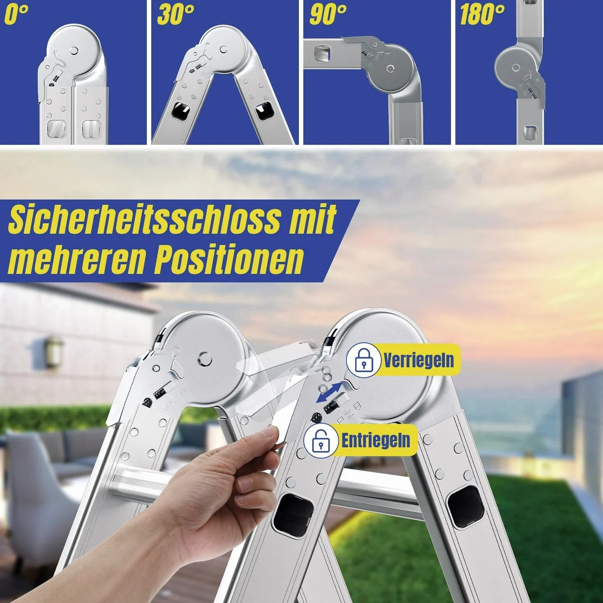 Clanmacy Multifunktionsleiter 6 in 1, Aluminium, Leicht und Sicher 3