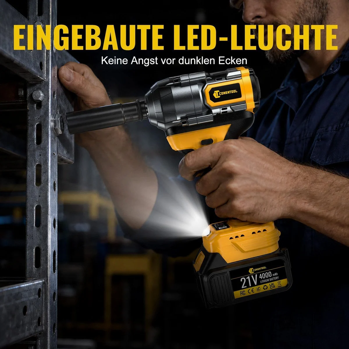 CONENTOOL Akku-Schlagschrauber 1/2", 800 Nm, 3-in-1 Multifunktionswerkzeug, 43-teiliges Set 4