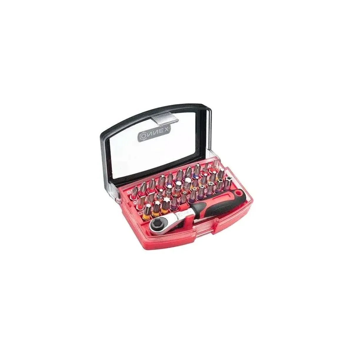 Connex Bit-Set 32-teilig mit Knarre, inkl. starkem Magnet und Schnellwechselfutter