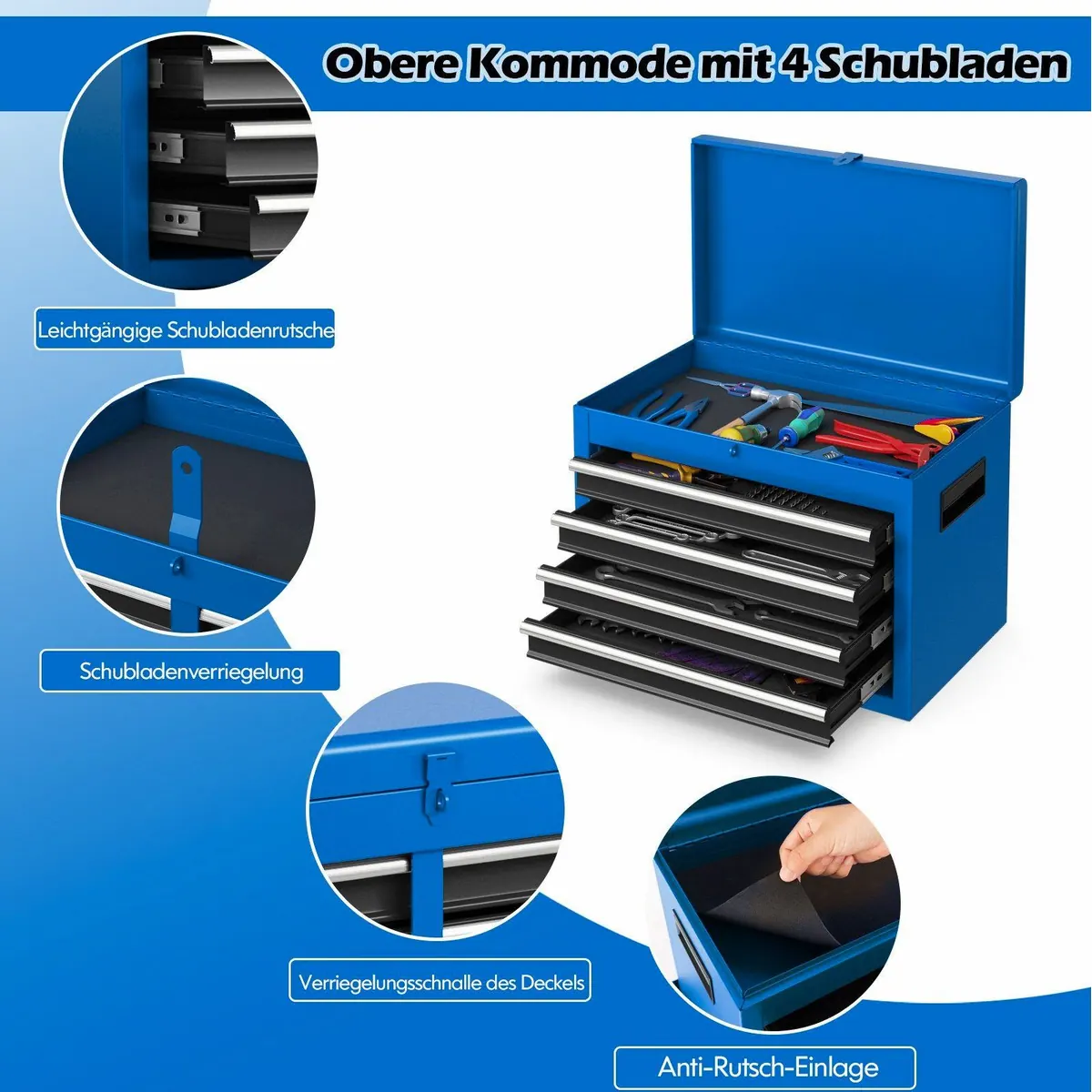 COSTWAY Werkzeugwagen, max. Traglast: 100 kg, 5 Schubladen, mobil 4