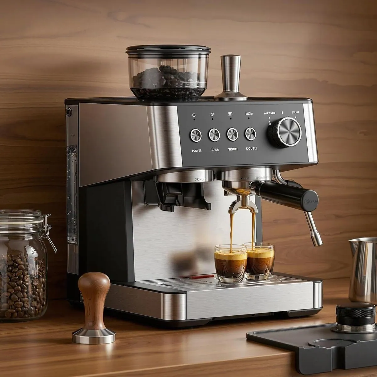 COWSAR Espressomaschine mit Mahlwerk, 15 Bar Druck, 30 Mahlgrade 2