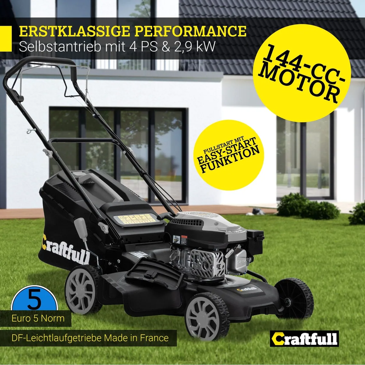 Craftfull Benzin-Rasenmäher CR-139-30, 5in1-Funktionalität, 46 cm Schnittbreite — ideal für jeden Garten 3