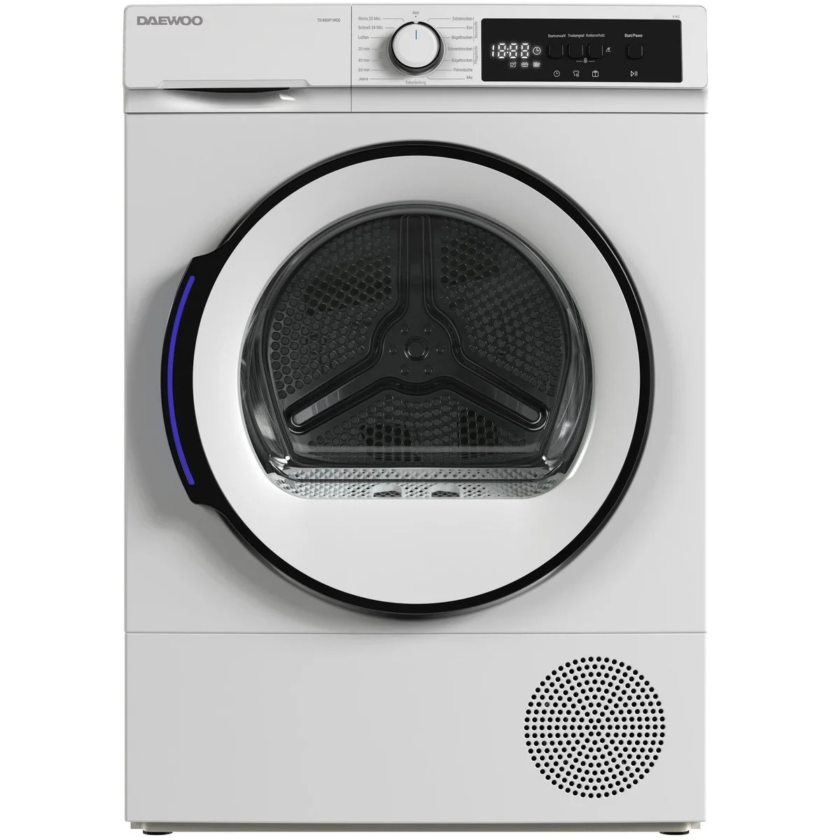 Daewoo TD-B8GP1WD0-DE Wärmepumpentrockner, 8kg Kapazität, 15 Programme, Knitterschutz