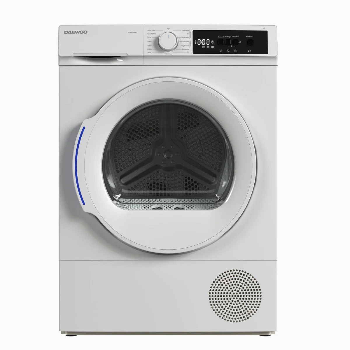 Daewoo Wärmepumpentrockner TD-BR8GP0WE0-DE, 8 kg Fassungsvermögen, LED-Trommelbeleuchtung, Kindersicherung 2
